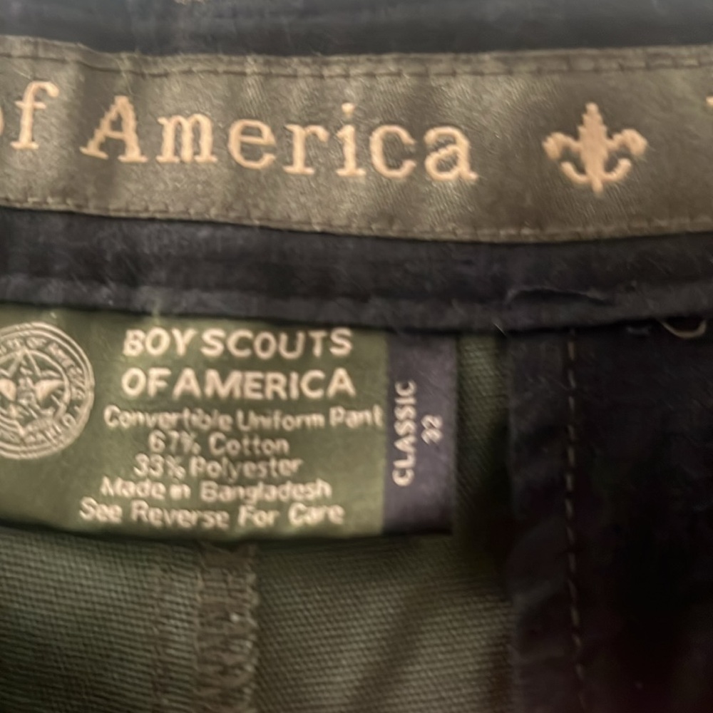 Boy Scouts of America convertible uniform pants. Legs Zip off to shorts - Picture 3 of 5